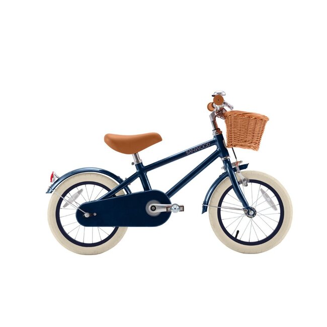 Kinderfahrrad 14 Zoll Blau mit Weidenkorb