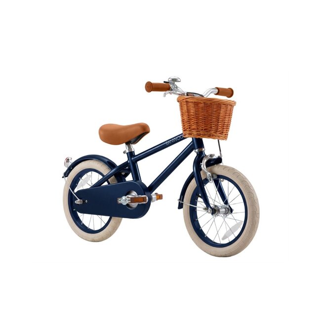 Kinderfahrrad 14 Zoll Blau mit Weidenkorb