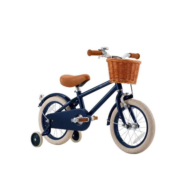 Banwood Classic Kids Bike 14 inch Blue with Wicker Basket