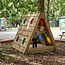 Crawl Through Playhouse Forest Fern - Wooden Climbing Triangle with Coloured Windows