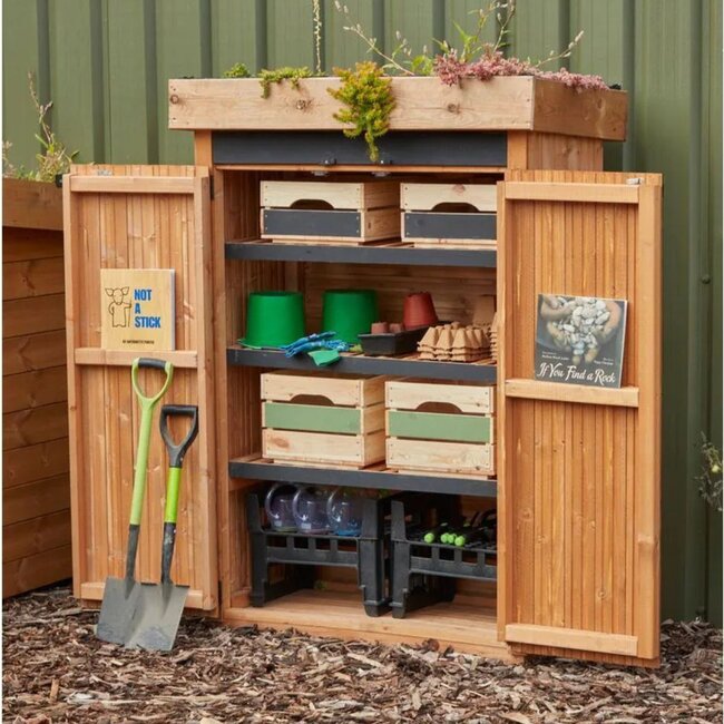 Armoire d'Extérieur Éducative Cosy avec Toit Végétalisé – Apprentissage et Rangement Durable