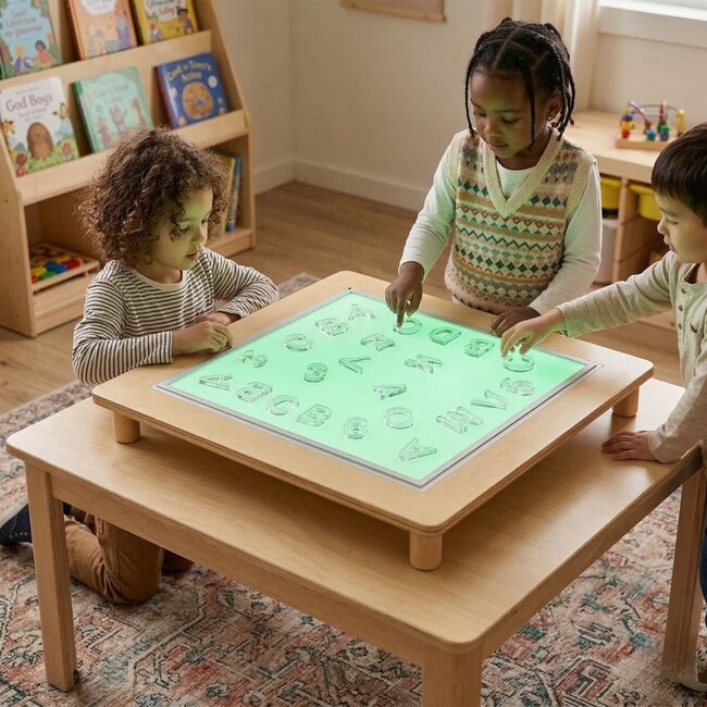 Table Lumineuse Eduplay avec LED Colorées – Panneau Lumineux Éducatif 75x75 cm