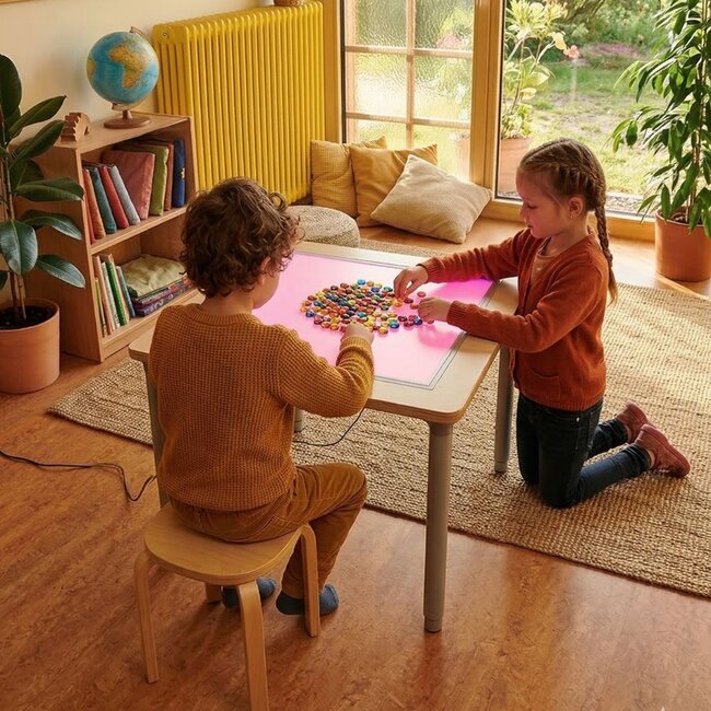Light Table with Coloured LED Light – Educational Light Panel 75x75 cm