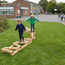 Wooden Balance Tracks Trio – 3-piece Course with Ladder, Zigzag, and Logs