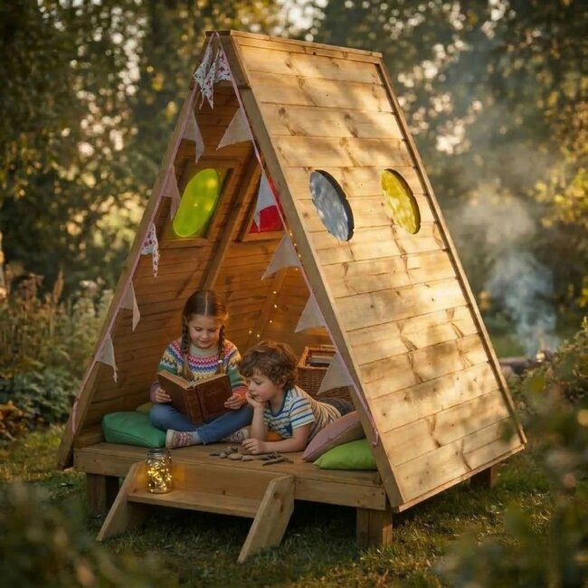 Playhouse Forest Fern – magical outdoor playhouse for kids 3+, with viewing windows for imagination and nature