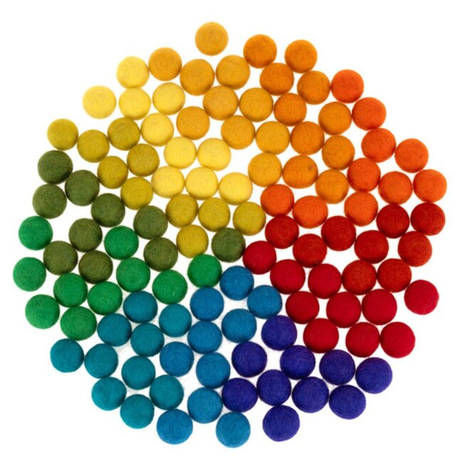 Balles en Feutre Colorées – Lot de 120 Balles Artisanales en Laine de Mouton