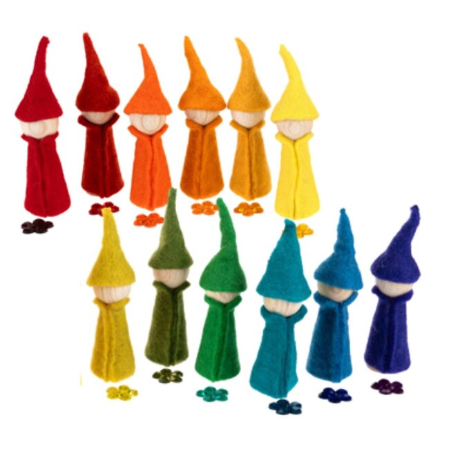 Figurines en Feutre Colorées – Lot de 12 Figurines Artisanales en Bois et Feutre