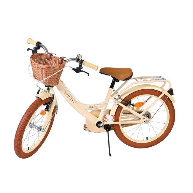 Vélo Fille 18 pouces avec Panier et Porte-bagages (4-7 ans) – Crème