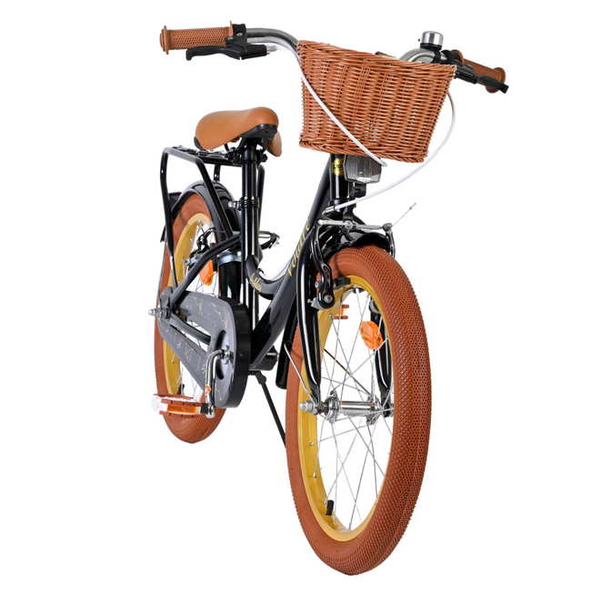 Stoere Meisjesfiets 18 inch met Voormandje en Bagagedrager (4-7 jaar) – Zwart
