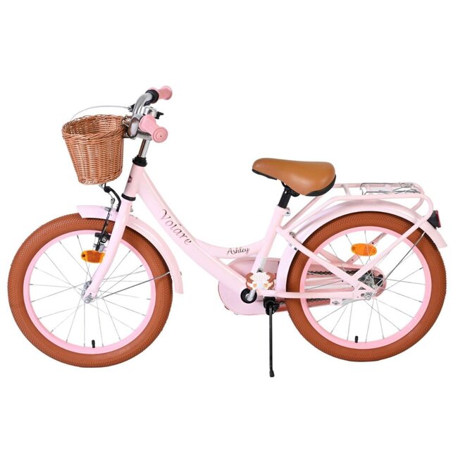 Elegantes Mädchenfahrrad 18 Zoll mit Korb und Gepäckträger (4-7 Jahre) – Rosa