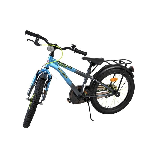 Vélo Garçon Robuste 18 pouces avec Porte-bagages et Garde-boue (4-7 ans) – Bleu/Gris