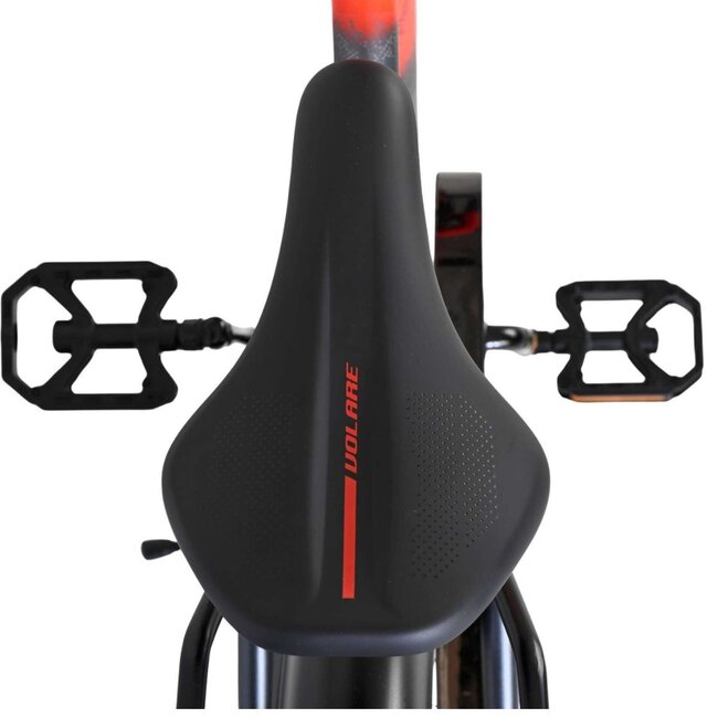 Robustes Jungenfahrrad 18 Zoll mit Gepäckträger und Schutzblechen (4-7 Jahre) – Orange/Grau