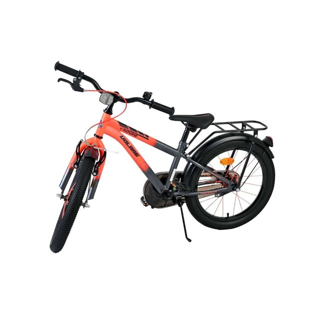 Robuuste Jongensfiets 18 inch met Bagagedrager en Spatborden (4-7 jaar) – Oranje/Grijs