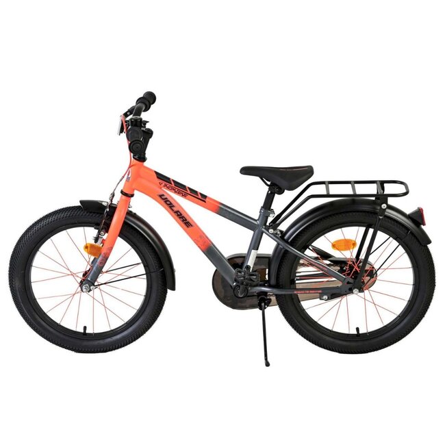 Vélo Garçon Robuste 18 pouces avec Porte-bagages et Garde-boue (4-7 ans) – Orange/Gris