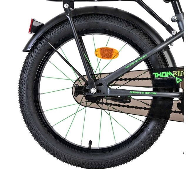 Robustes Jungenfahrrad 18 Zoll mit Gepäckträger und Schutzblechen (4-7 Jahre) – Grau/Grün