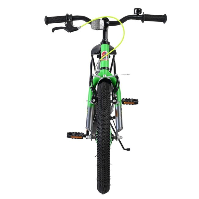 Vélo Garçon Robuste 18 pouces avec Porte-bagages et Garde-boue (4-7 ans) – Gris/Vert