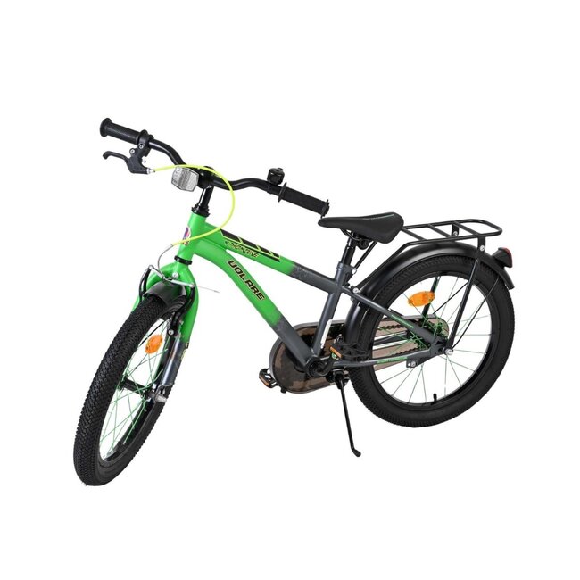Vélo Garçon Robuste 18 pouces avec Porte-bagages et Garde-boue (4-7 ans) – Gris/Vert