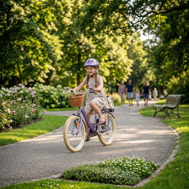 Meisjesfiets 20 inch met Mandje, Slot en Verlichting (6-8 jaar) – Paars