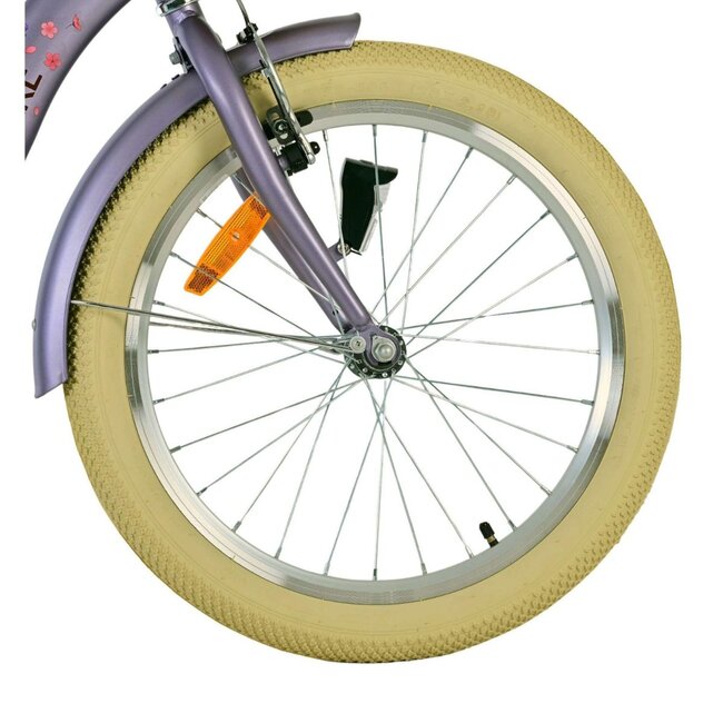 Vélo Fille 20 pouces avec Panier, Antivol et Éclairage (6-8 ans) – Violet