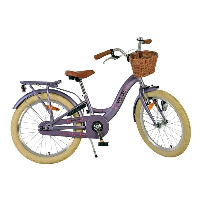 Vélo Fille 20 pouces avec Panier, Antivol et Éclairage (6-8 ans) – Violet