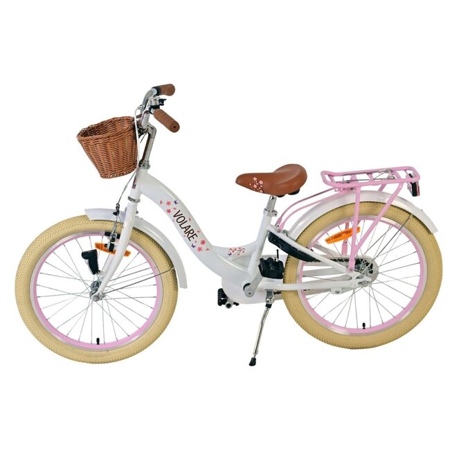 Vélo Fille 20 pouces avec Panier, Antivol et Éclairage (6-8 ans) – Blanc