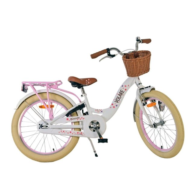 Mädchenfahrrad 20 Zoll mit Korb, Schloss und Beleuchtung (6-8 Jahre) – Weiß