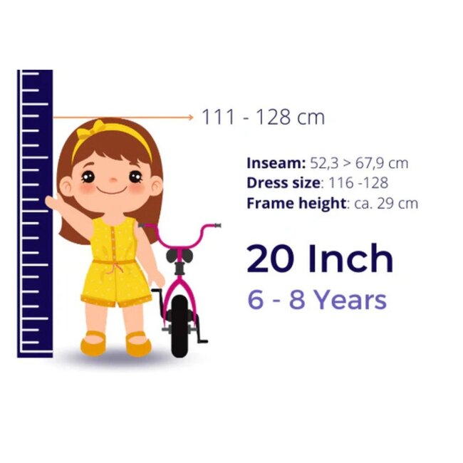 Mädchenfahrrad 20 Zoll mit Nexus 3 Gängen, Korb und Schloss (6-8 Jahre) – Lila