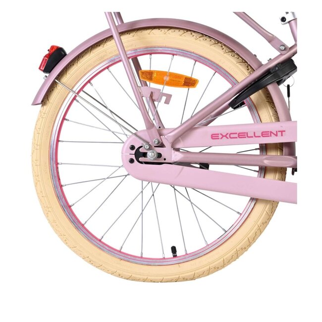 Luxus Mädchenfahrrad 20 Zoll mit Vorderradträger und Beleuchtung (6-8 Jahre) – Matt Rosa