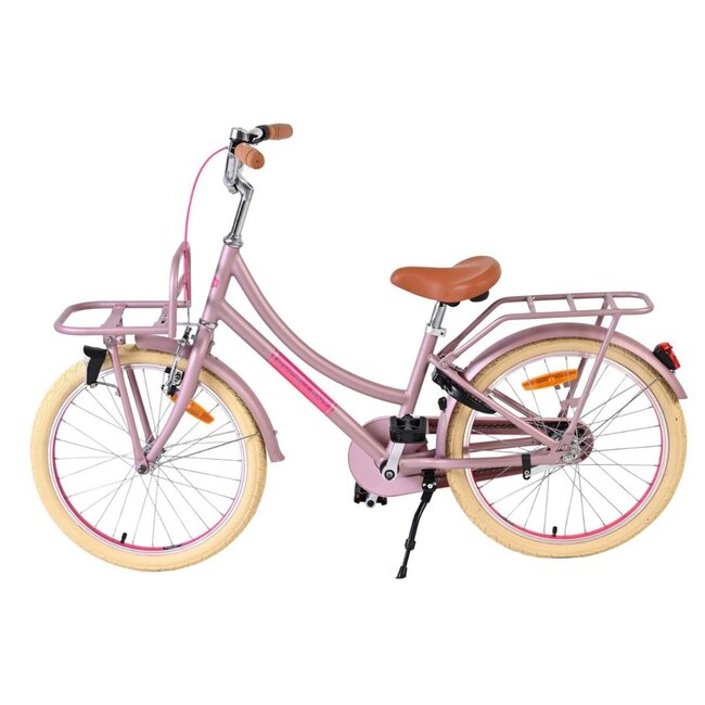 Luxus Mädchenfahrrad 20 Zoll mit Vorderradträger und Beleuchtung (6-8 Jahre) – Matt Rosa