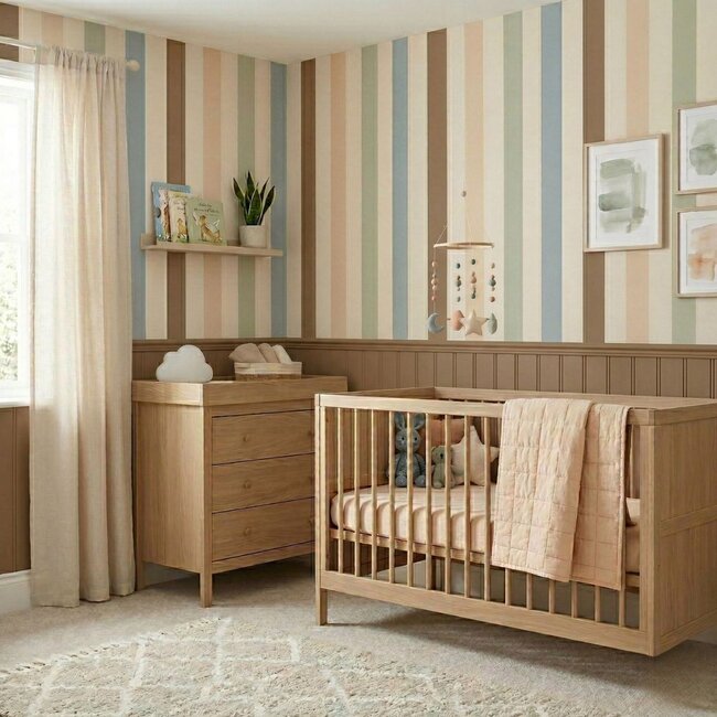 Sustainable Striped Wallpaper Stripes with Vertical Stripes (50 cm wide) – Neutral