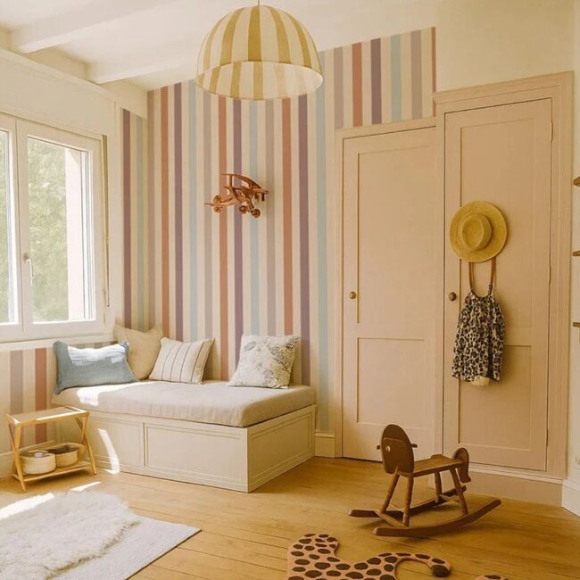 Papier Peint Durable Stripes avec Rayures Verticales (50 cm de large) – Warm