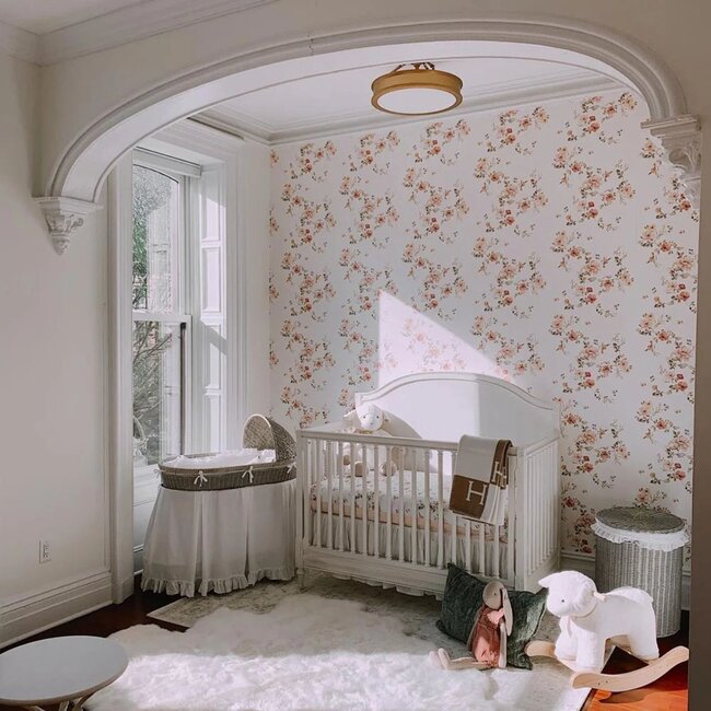 Duurzaam Banenbehang Floral Vintage met Pastel Bloemen – Naturel