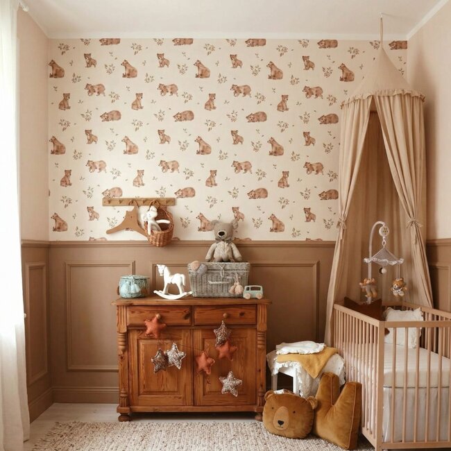 Duurzaam Banenbehang Meadow Friends met Eendjes en Blauwe Besjes – Naturel - Copy