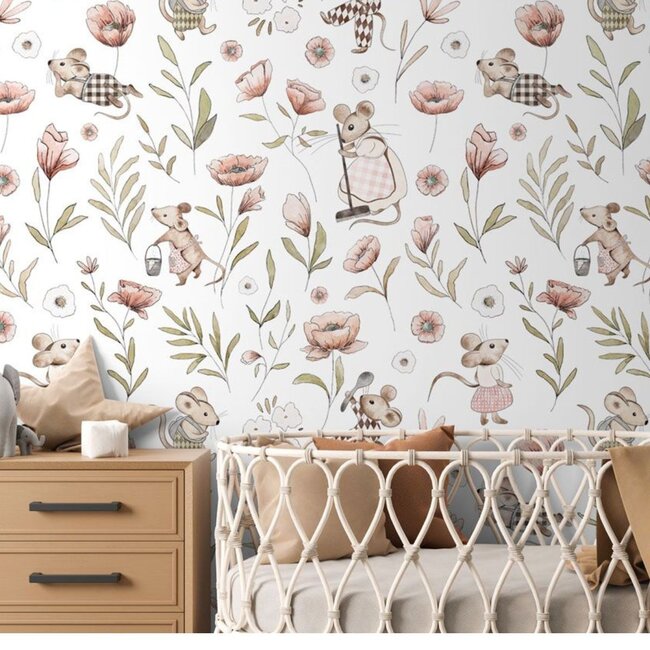 Kikki Belle Non-woven Wallpaper Merry Mice – Premium Kids Wallpaper