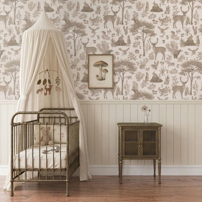 Papier peint intissé Kikki Belle Fantastic Forest Vintage White – Papier Peint de Luxe