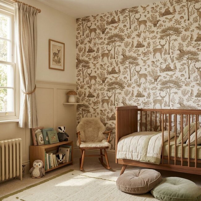 Vliestapete Fantastic Forest Vintage White – Luxuriöse Kindertapete