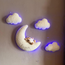 Verlichte Wanddecoratie Maan met Beige Beer & Witte Wolkjes