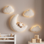 Verlichte Wanddecoratie Maan met Beige Beer & Witte Wolkjes