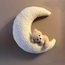 Cloud  with lying bear on the moon – 4-piece wall decoration for a dreamy nursery