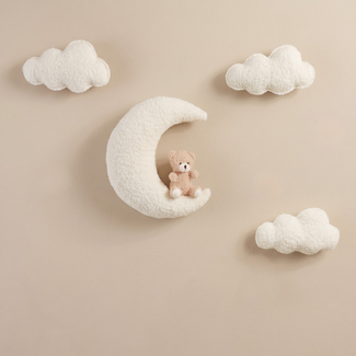 Marjems Muurdecoratie kinderkamer wolkenset met beertje op maan | 4-delig