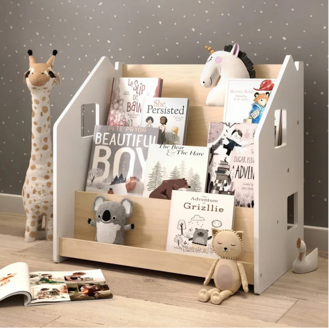 Montessori White Kids Bookshelf 61x39x61 cm