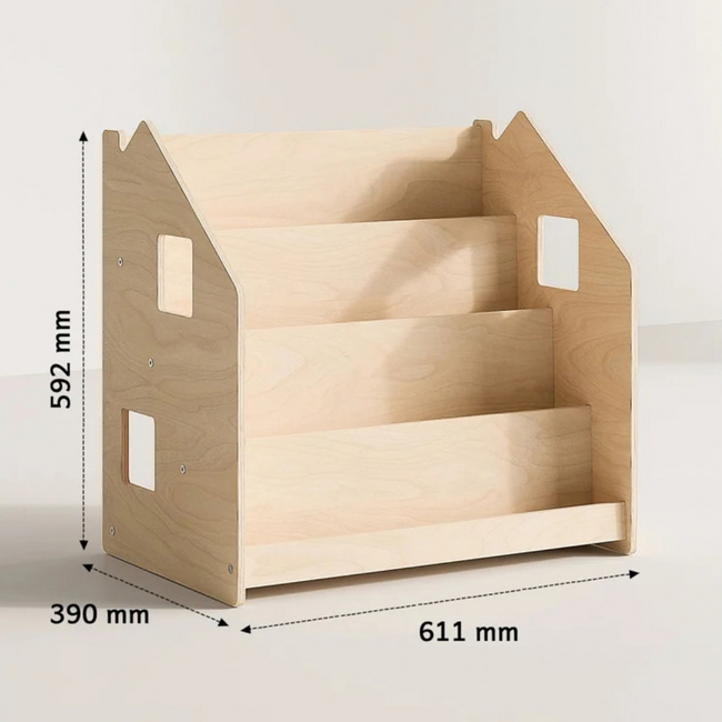 Montessori Kinderboekenkast Naturel 61x39x61 cm