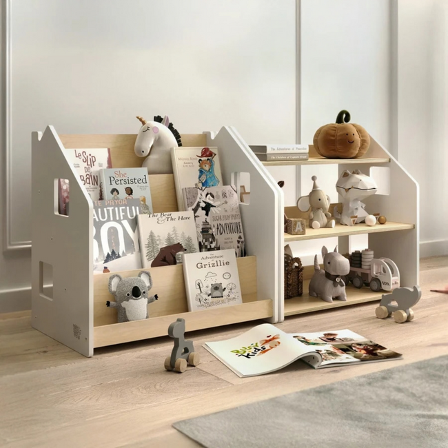 Montessori Kinderboekenkast en Speelgoedkast