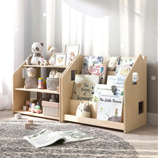 Montessori Kinderboekenkast en Speelgoedkast