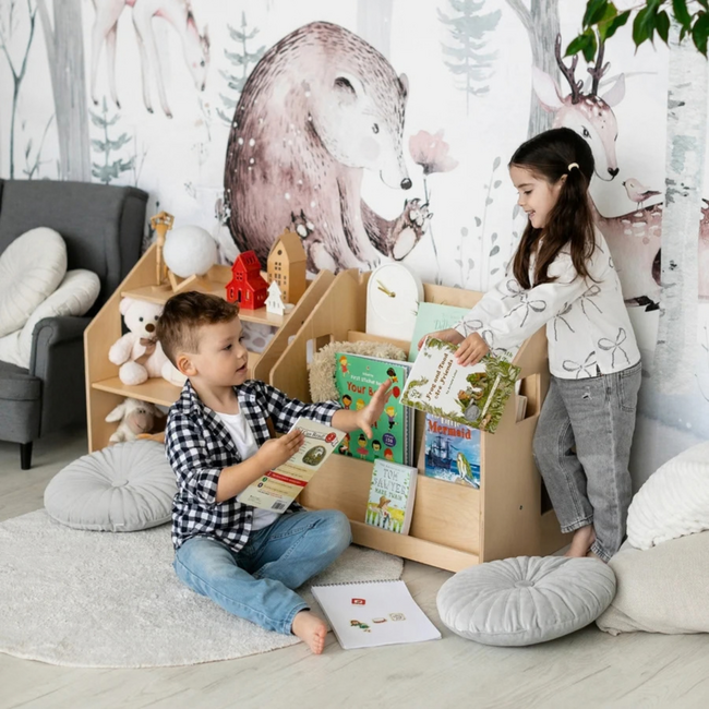 Montessori Kinderboekenkast en Speelgoedkast