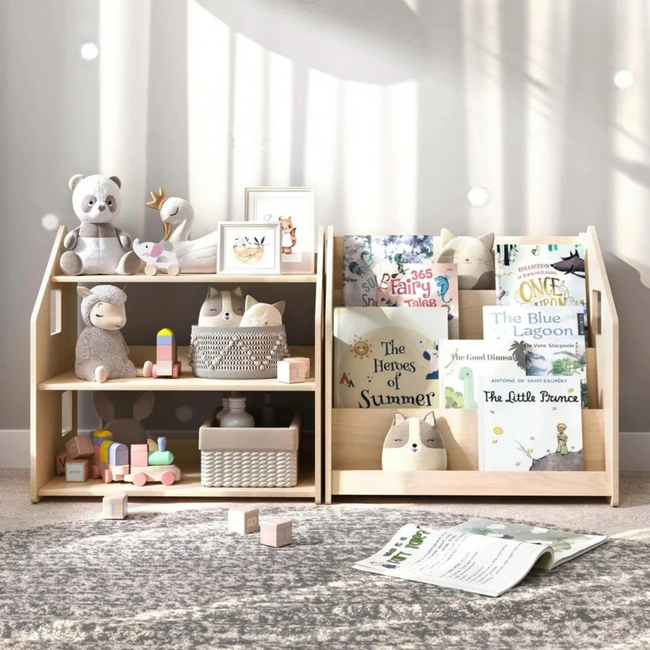 Montessori Kinderboekenkast en Speelgoedkast