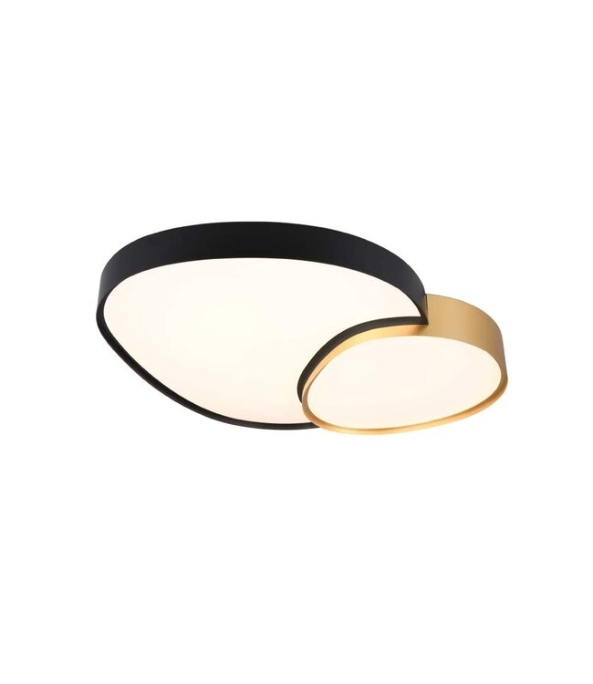 Design LED Plafondlamp Zwart/Goud - Rise XL