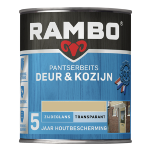 Rambo Pantserbeits Deur & Kozijn Zijdeglans Transparant 750 ml - Lichteiken Rambo Pantserbeits Deur & Kozijn Zijdeglans Transparant 750 ml - Lichteiken