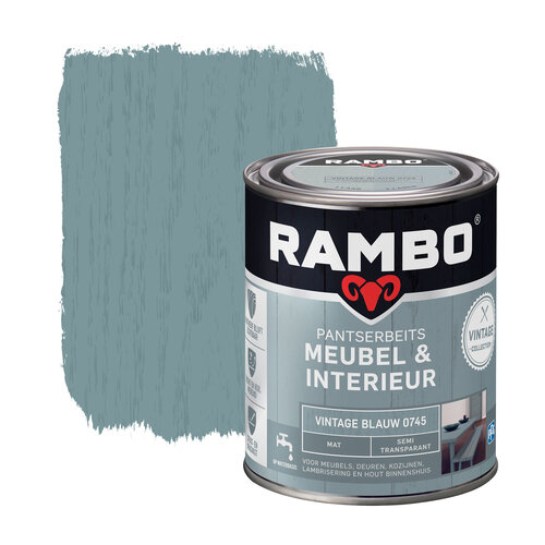 Rambo Pantserbeits Meubel & Interieur Mat 750 ml - Vintage Blauw Rambo Pantserbeits Meubel & Interieur Mat 750 ml - Vintage Blauw