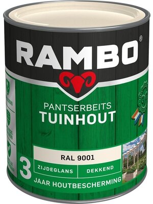 Rambo Pantserbeits Tuinhout Zijdeglans Dekkend - 750 ml Ral 9001